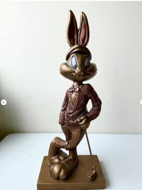 Warner Bros. Vintage Bugs Bunny Golfer Sculpture with Dark Copper Sweater. 18.5"